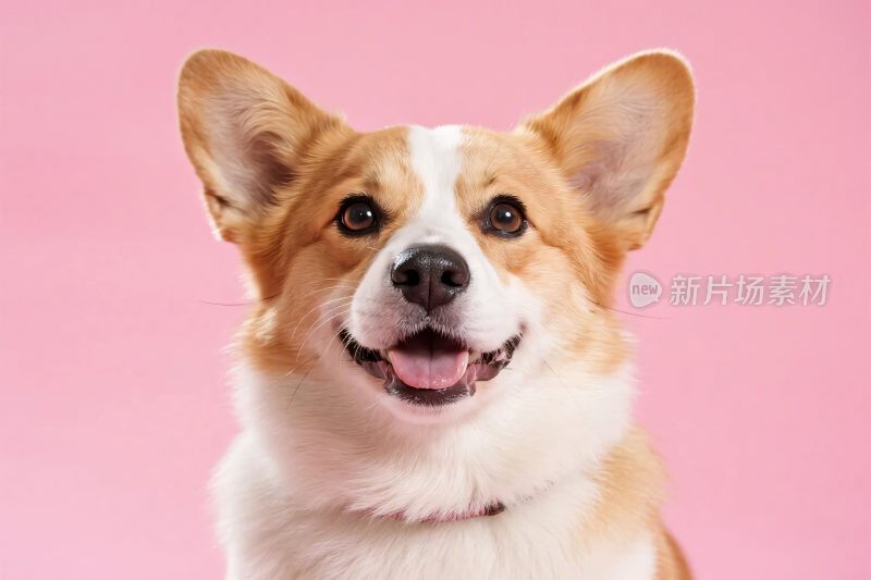 柯基犬粉色背景