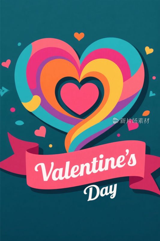 情人节彩色爱心装饰插画