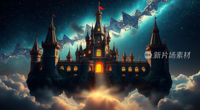 梦幻城堡云雾缭绕中的神秘宫殿