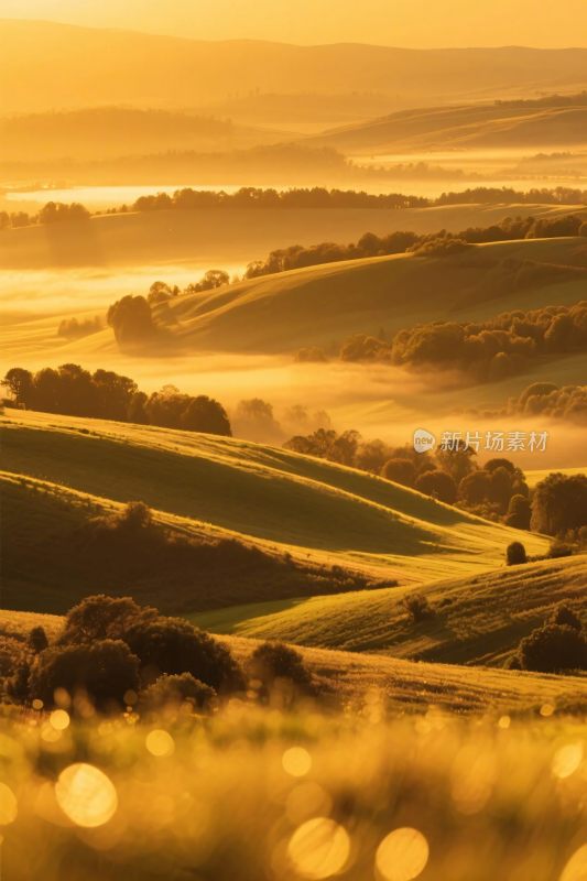 田园金色晨风光