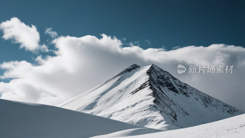 一座被雪覆盖的山风景风光高清图片