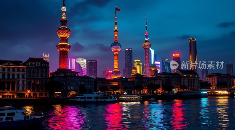 东方明珠夜色下的璀璨上海