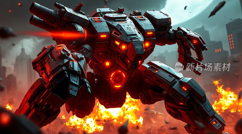 机械巨兽战火中屹立