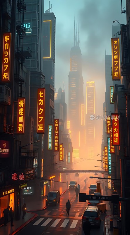 霓虹灯下的未来都市