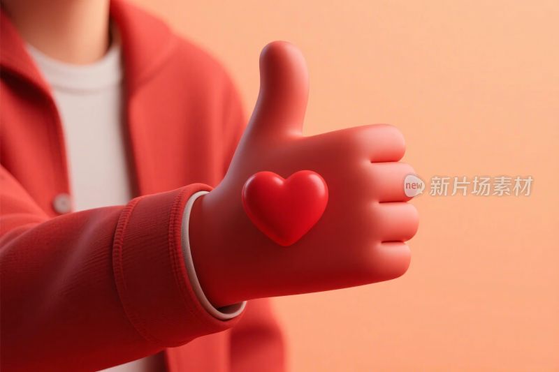 红色爱心点赞插画