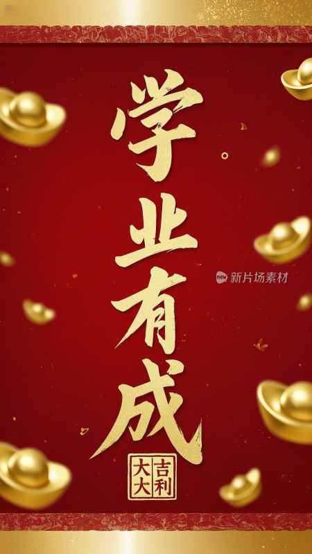 学业有成大吉大利发财壁纸国风中国风壁纸