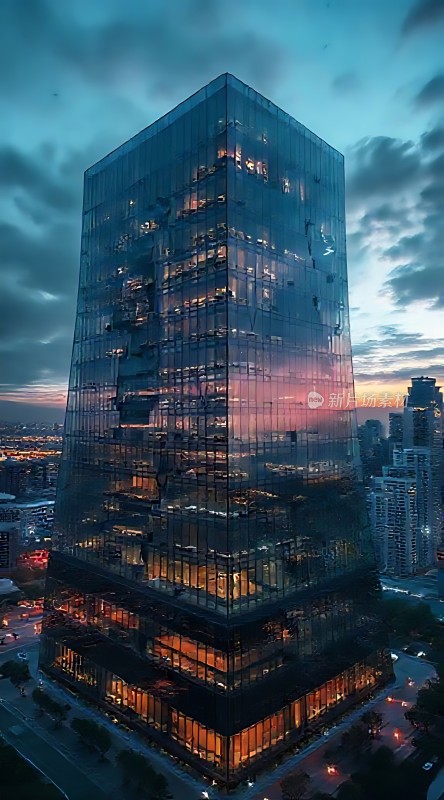 摩天大楼夜幕下的璀璨光芒