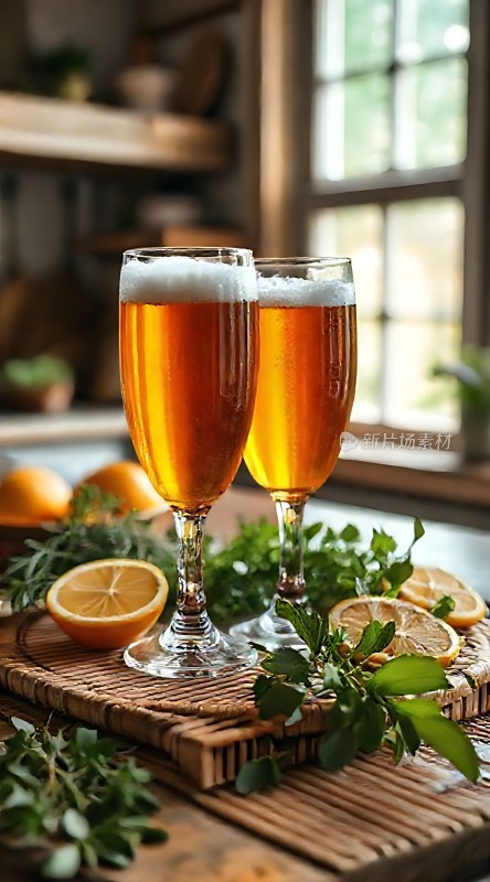 阳光下的橙香啤酒时光