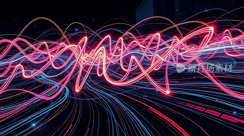 光之舞霓虹线条的炫目交织