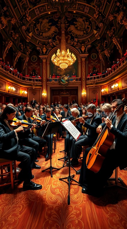 金色大厅里的交响乐团演奏