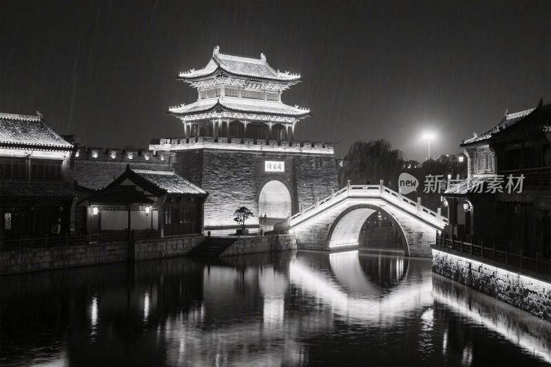 古都夜景古建水景