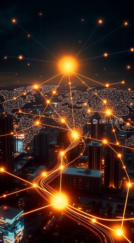 全球网络互联城市夜景