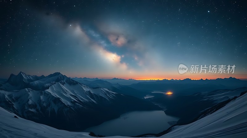 雪山银河映湖畔