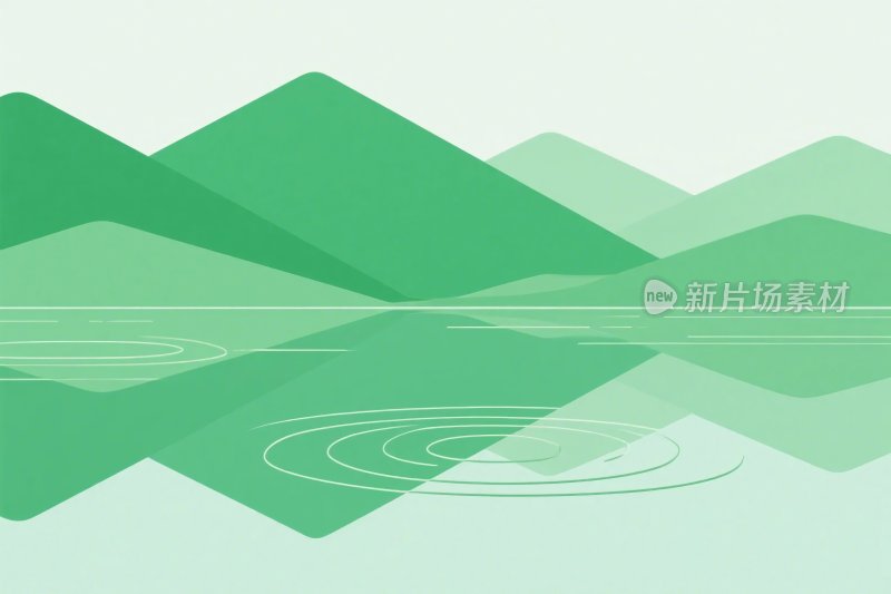 绿色山水风景插画