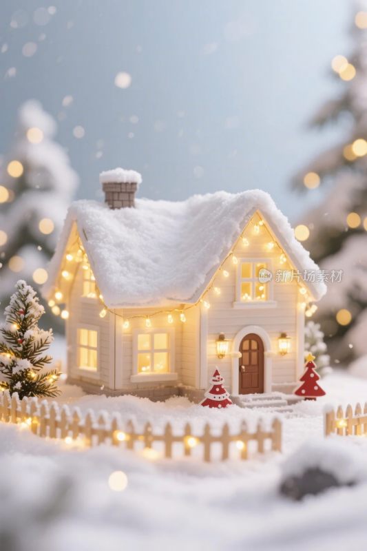 冬季童话小屋雪景