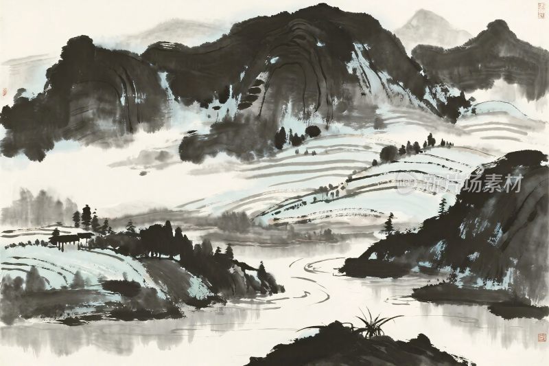 水墨山水国画风景