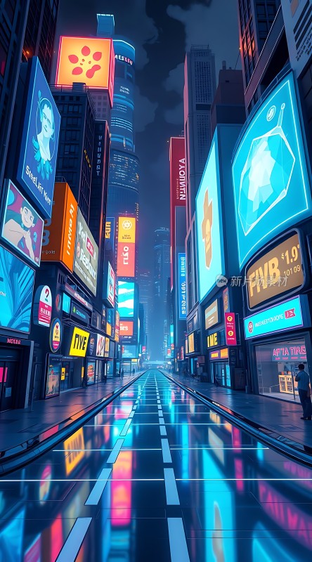 霓虹灯下的未来都市之夜