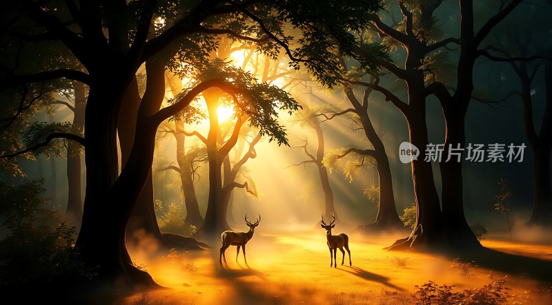 晨曦中的鹿影森林