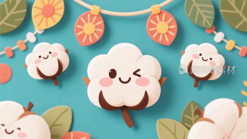 可爱棉花云朵插画