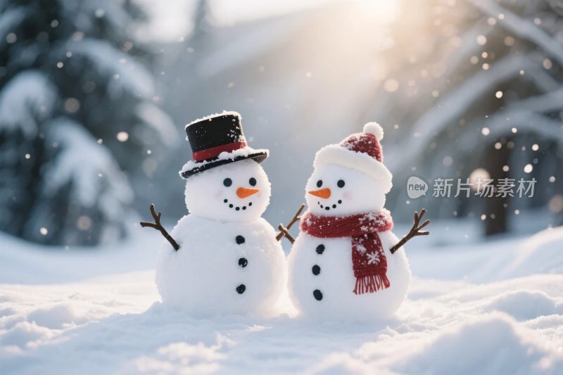 雪地雪人冬日景