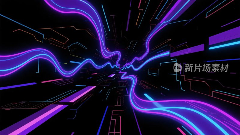 炫彩霓虹线条科幻空间画面