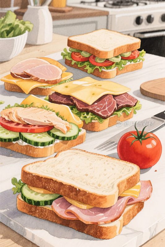 美味三明治插画