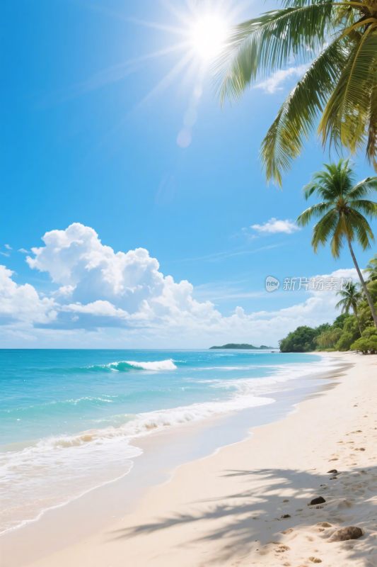 热带海滩风景插画