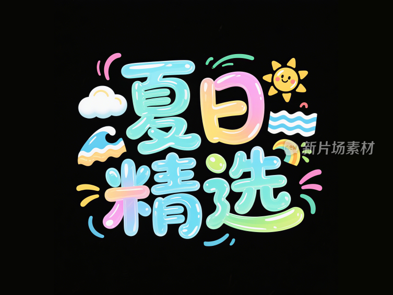 渐变清新 “夏日精选” 艺术字设计