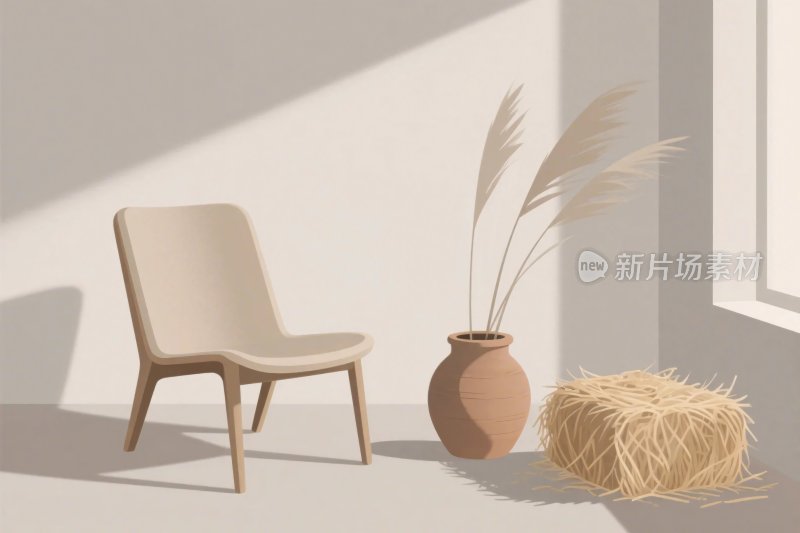 简约室内插画场景