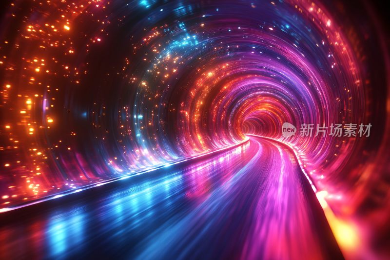 绚丽多彩的梦幻光影隧道