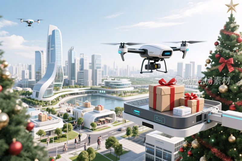 未来城市无人机配送礼物