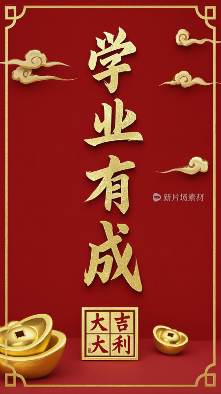 学业有成大吉大利发财壁纸国风中国风壁纸