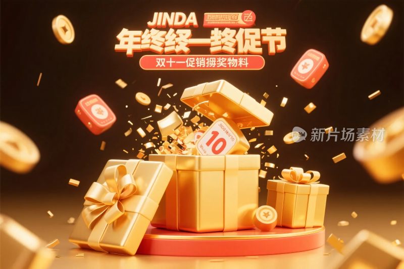 年终促销礼盒金币图