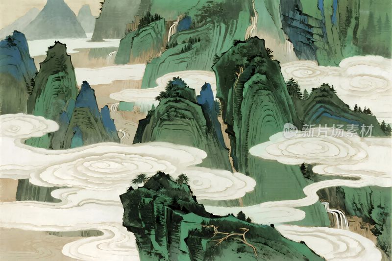 传统山水国画风景