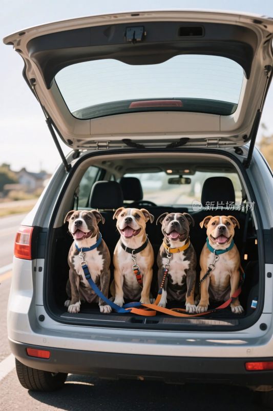 汽车后备箱里的狗狗们