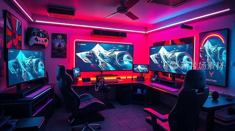 电竞游戏梦幻空间沉浸式体验未来科技感