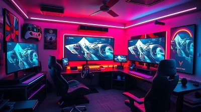 电竞游戏梦幻空间沉浸式体验未来科技感 电竞游戏梦幻空间沉浸式体验未来科技感