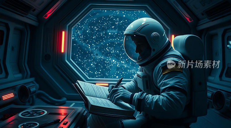 宇航员在宇宙中记录探索历程