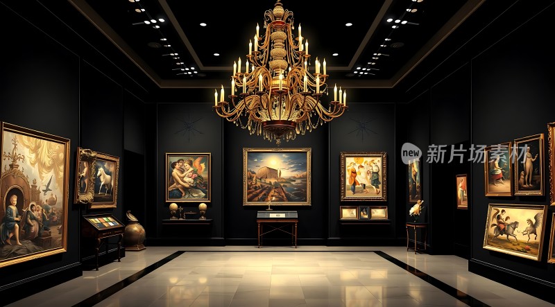 艺术殿堂璀璨灯光下的经典画作盛宴