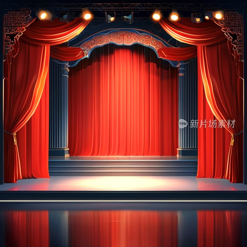 红幕舞台光影