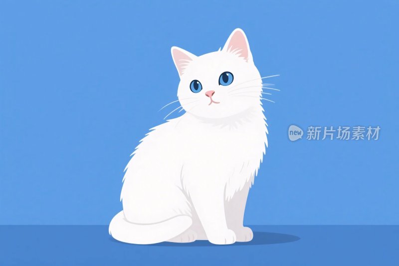 白猫卡通插画