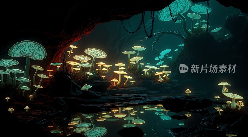 神秘洞穴中的奇幻蘑菇世界