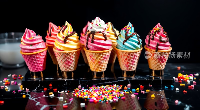 多彩冰淇淋甜筒