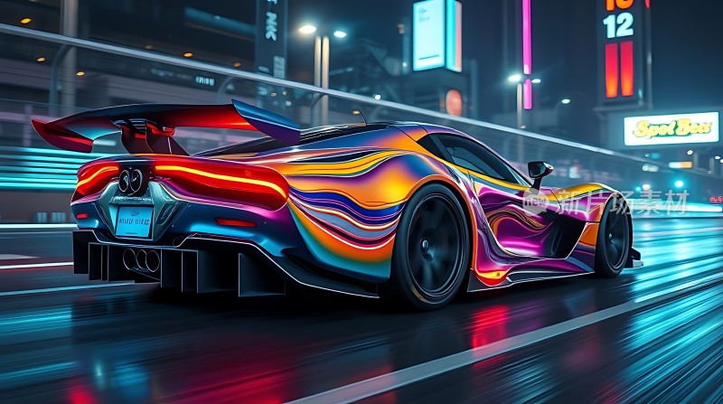霓虹之夜赛车疾驰