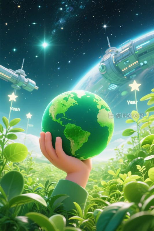 手托地球的环保插画