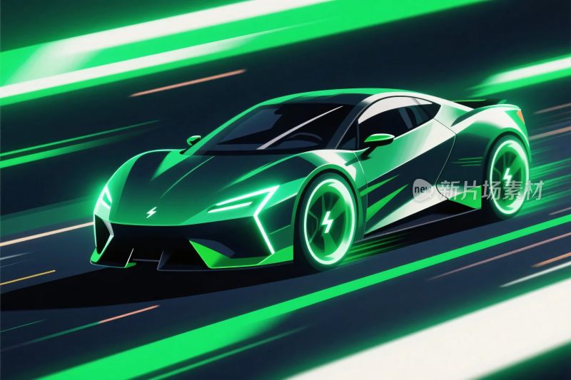 未来汽车霓虹风格插画
