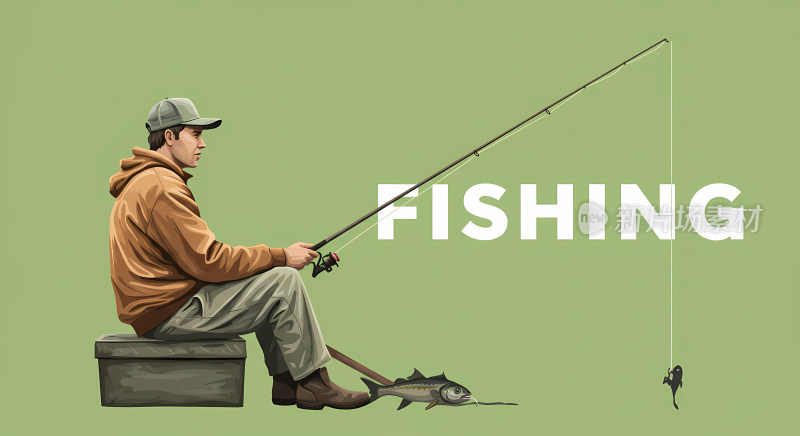 钓鱼标志插画