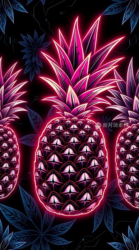 霓虹风菠萝图案设计