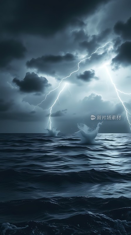 雷鸣电闪的海面风暴
