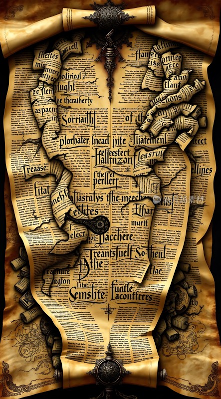 古卷书页上的神秘文字